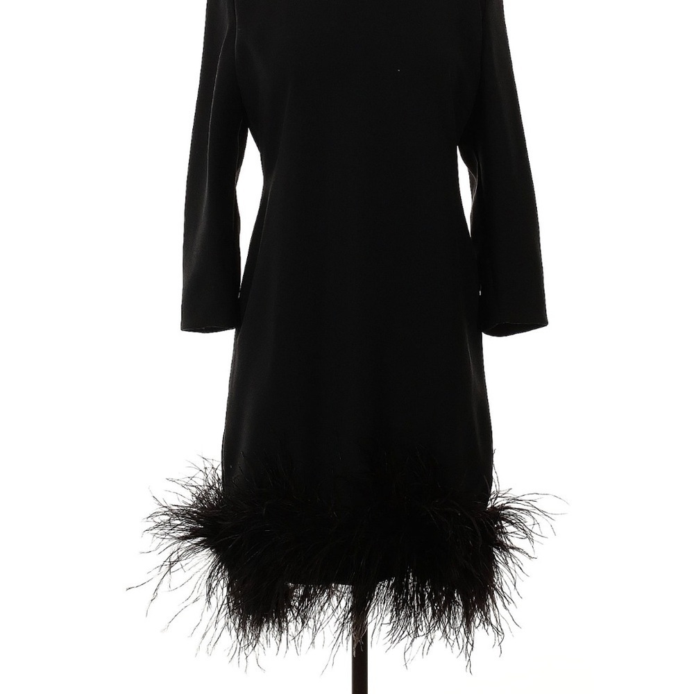 Victor Costa Feather Hem Cocktail Wedding Party Dress - Picture 5 of 6